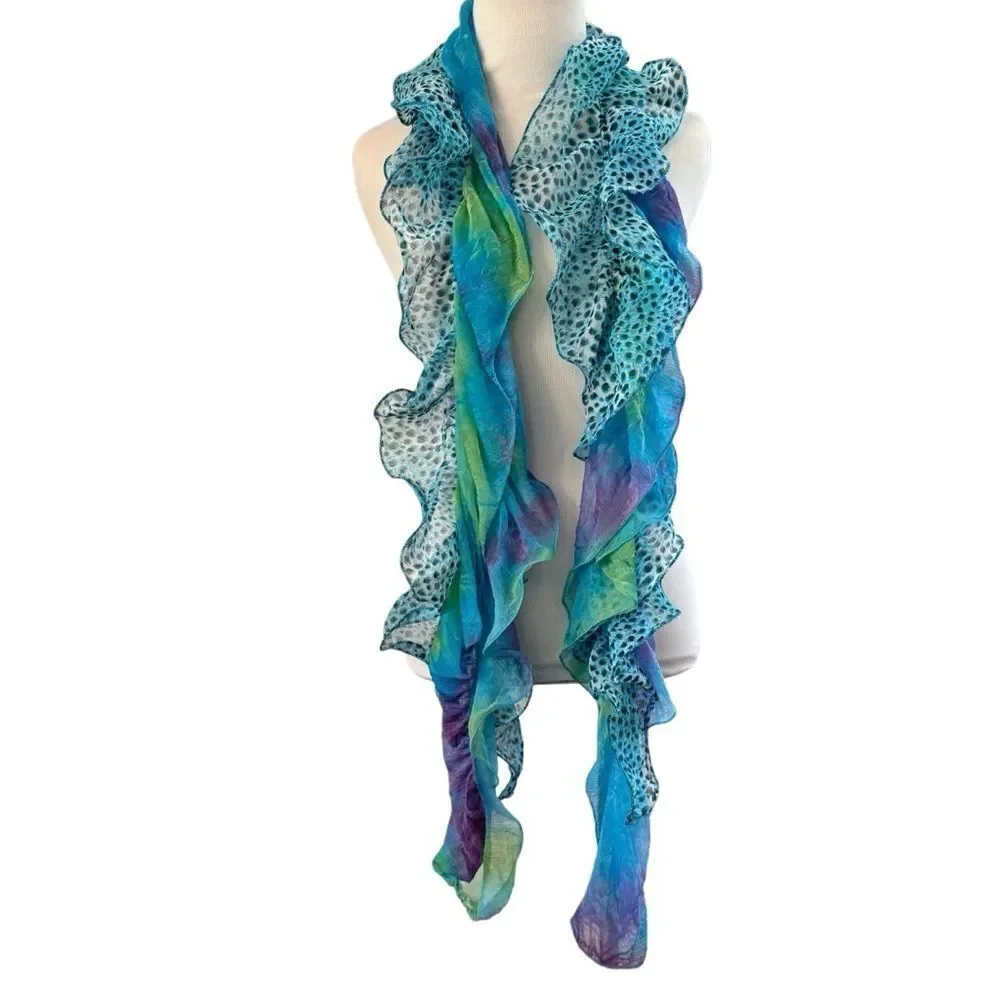 Multi Blue Color Scarf - Picture 3 of 3